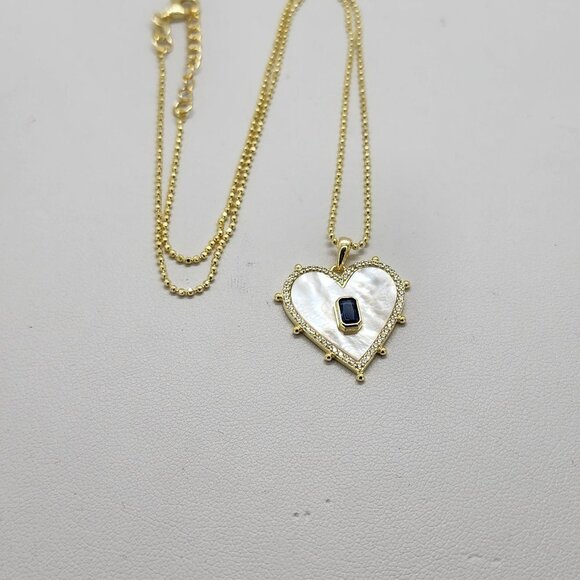 Brand New Sterling Silver 925 White Opal Blue Heart Necklace - Picture 5 of 5